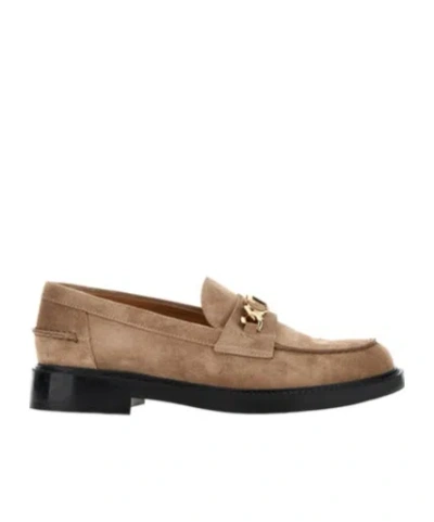 Tod's Logo-plaque Leather Loafers In Brown