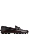 Tod's 'gommino' Brown Loafers With Engraved Logo In Red