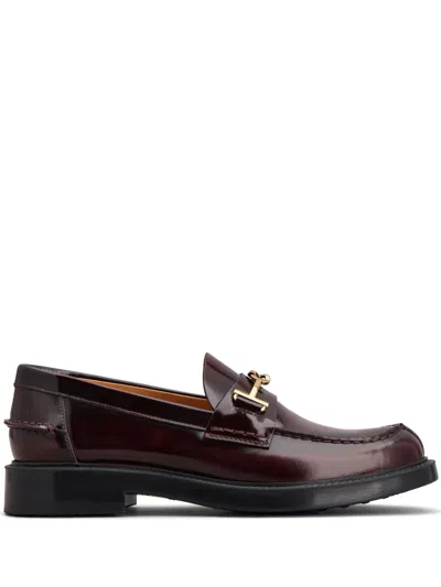 TOD'S LOGO-PLAQUE LEATHER LOAFERS