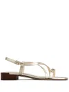Tod's Logo-plaque Leather Sandals In Gold
