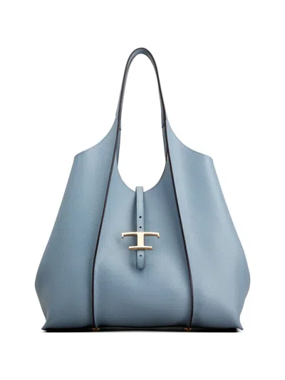 Tod's Logo-plaque Leather Tote Bag In Blue