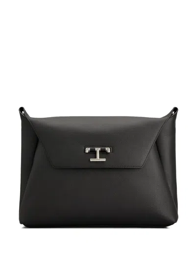 Tod's Logo-plaque Messenger Bag In Black