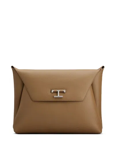 Tod's Logo-plaque Messenger Bag In Neutrals