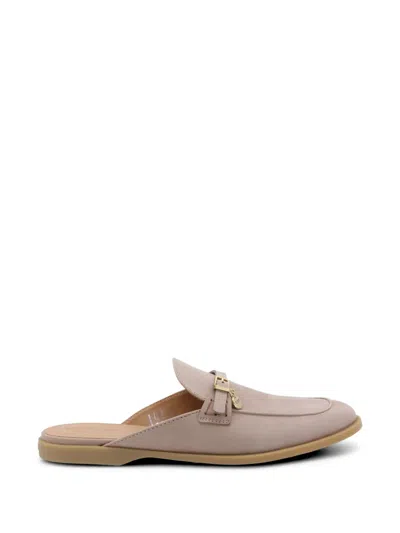 Tod's Loafers Flat Sole Gold Tone Hardware Round Toe In Pink