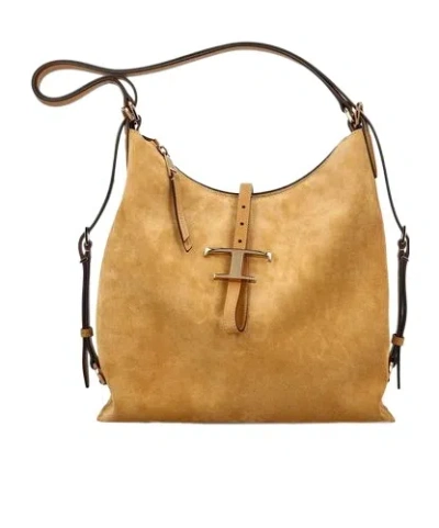 Tod's Logo Plaque Shoulder Bag In Brown