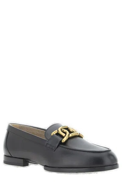 Tod's Logo Plaque Slip-on Loafers In Black