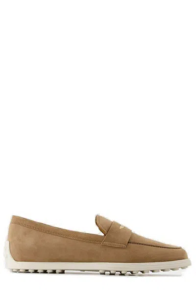 TOD'S LOGO PLAQUE SLIP-ON LOAFERS