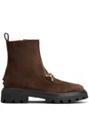 Tod's Logo-plaque Suede Ankle Boots In Braun