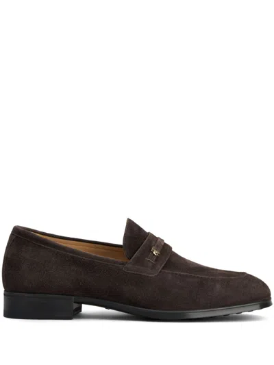 Tod's Logo-plaque Suede Loafers In Brown