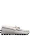 Tod's Logo-plaque Suede Loafers In Grey