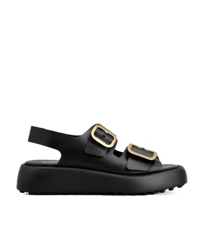 Tod's Logo Sandals In Black