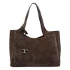 Tod's Dark Brown Suede Leather Top Handle Bag