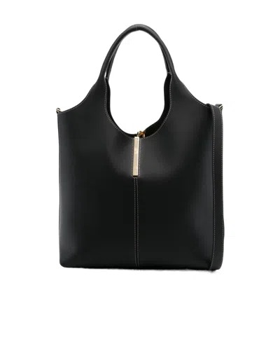 Tod's Logo Shoulder Bag In Black