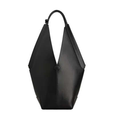 Tod's Logo Shoulder Bag In Black