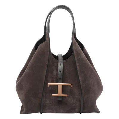 TOD'S TIMELESS SUEDE-LEATHER T-BUCKLE SHOULDER BAG