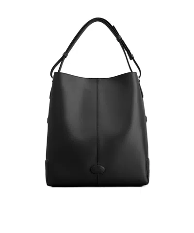 Tod's Logo Shoulder Bag In Black