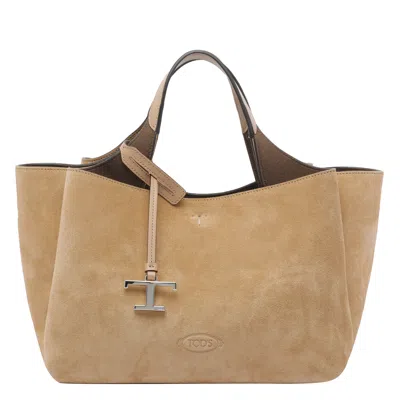 TOD'S LOGO-CHARM SUEDE TOTE BAG
