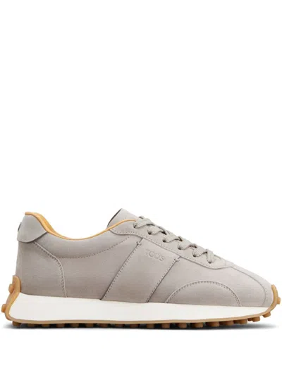 Tod's Logo-stamp Suede Lace-up Sneakers In Grey