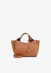 Tod's Logo Stamped Grained Leather Top Handle Bag