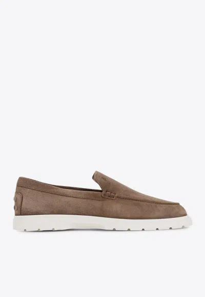TOD'S LOGO SUEDE LOAFERS