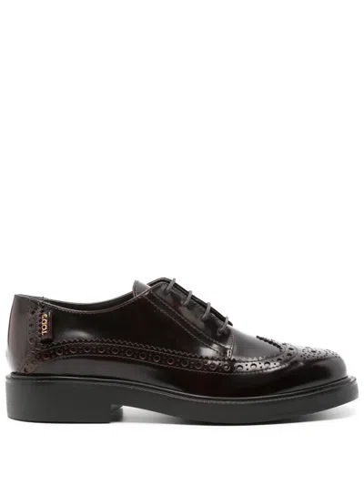 Tod's Logo-tag Brogues In Red
