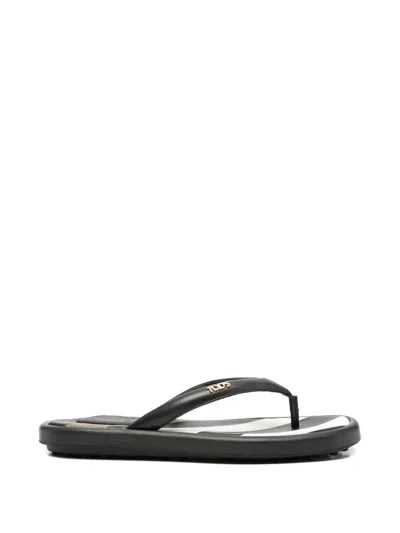 Tod's Logo Thong Sandals In Black