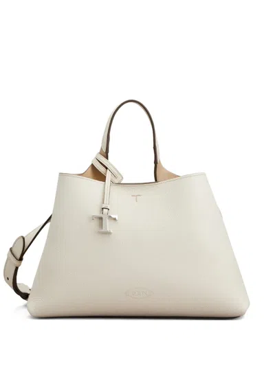 Tod's Logo Top Handle Tote Bag In Neutral