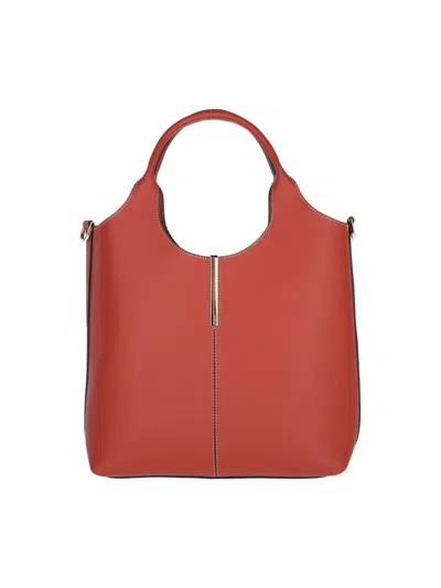 Tod's Logo Tote Bag In Red