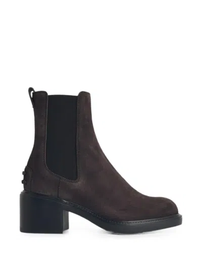 Tod's Logo-embossed Suede Chelsea Boots In Brown