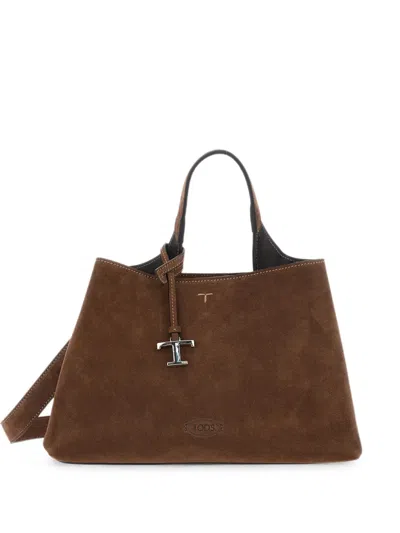 Tod's Logo-embossed Tote Bag In Brown