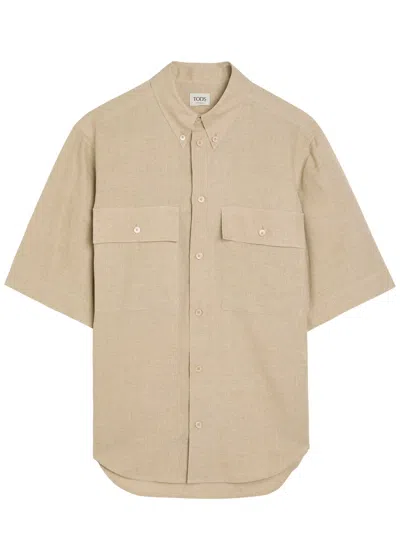 Tod's Tods Logo-embroidered Linen Shirt In Multi