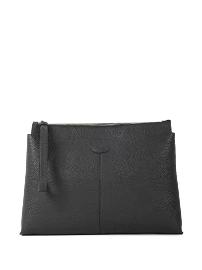 Tod's Logo-patch Pebbled Clutch Bag In Pattern