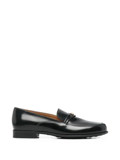 Tod's Logo-plaque Leather Loafers In Black