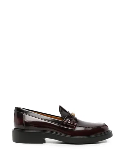 Tod's Logo-plaque Leather Loafers In Multi