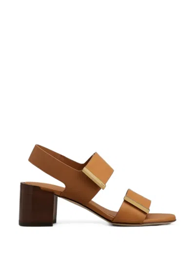 Tod's Logo-plaque Leather Sandals In Brown