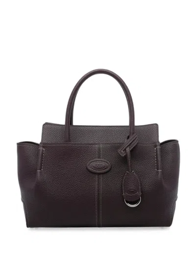 Tod's Logo-plaque Pebbled Leather Tote Bag In Brown