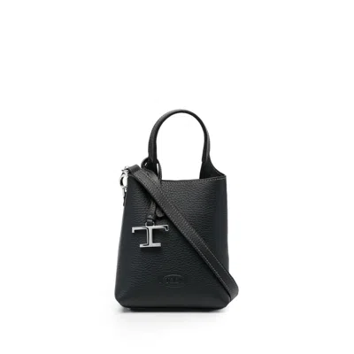 Tod's Logo-plaque Tote Bag In Black