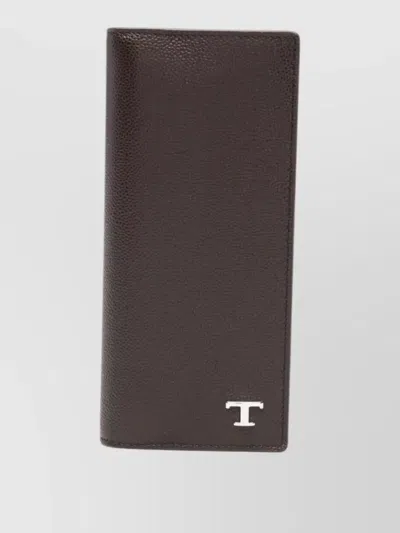 Tod's Long Continental Wallet Textured Surface Finish In Brown