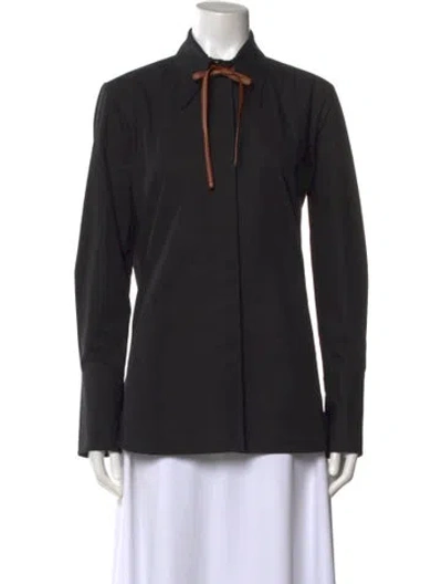 Pre-owned Tod's Long Sleeve Button-up Top In Black