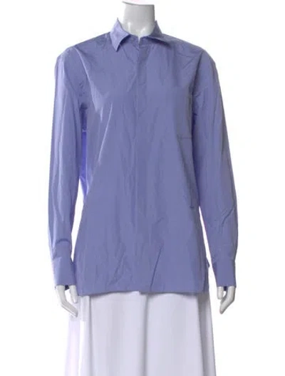 Pre-owned Tod's Long Sleeve Button-up Top In Blue