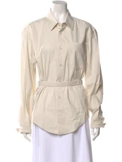 Pre-owned Tod's Long Sleeve Button-up Top In Neutral