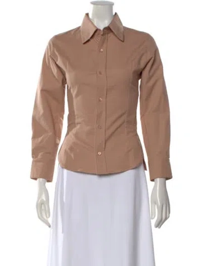 Pre-owned Tod's Long Sleeve Button-up Top In Neutrals