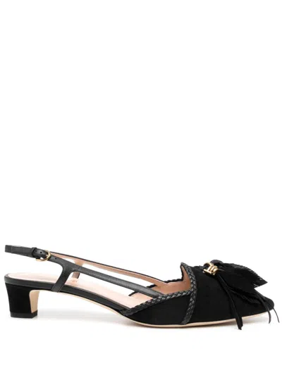 Tod's 4mm Leaf-charm Leather Sandal In Black