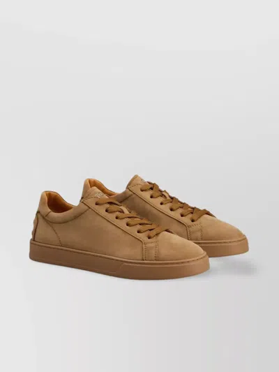Tod's Low-top Round Toe Rubber Sole Sneakers In Brown