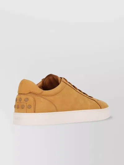Tod's Low Top Round Toe Rubber Sole Sneakers In Orange