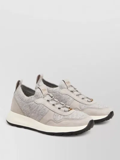 Tod's Low Top Sneakers Suede Panels Contrast Sole In Gray