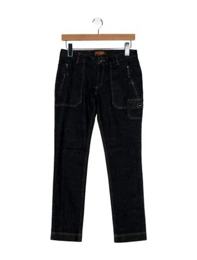 Pre-owned Tod's Low-rise Straight Leg Jeans In Black