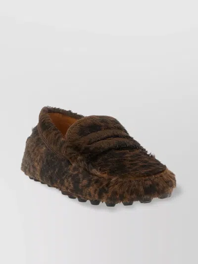 Tod's Macro Animal Print Fur Loafers