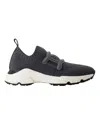 Tod's Leather-trimmed Stretch-knit Slip-on Sneakers In Black