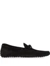 Tod's Black Black Gommini Nubuck Driving Shoes In Maroon